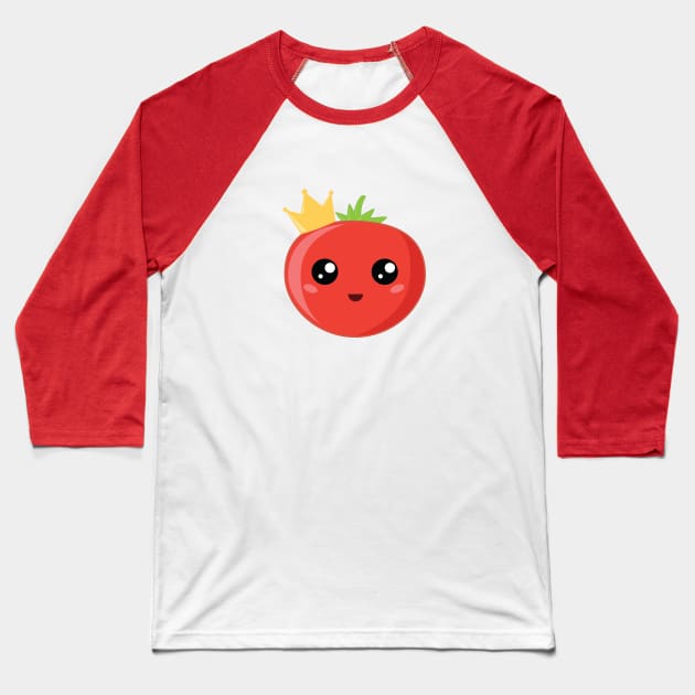 Kawaii Tomato King Baseball T-Shirt by segogfx